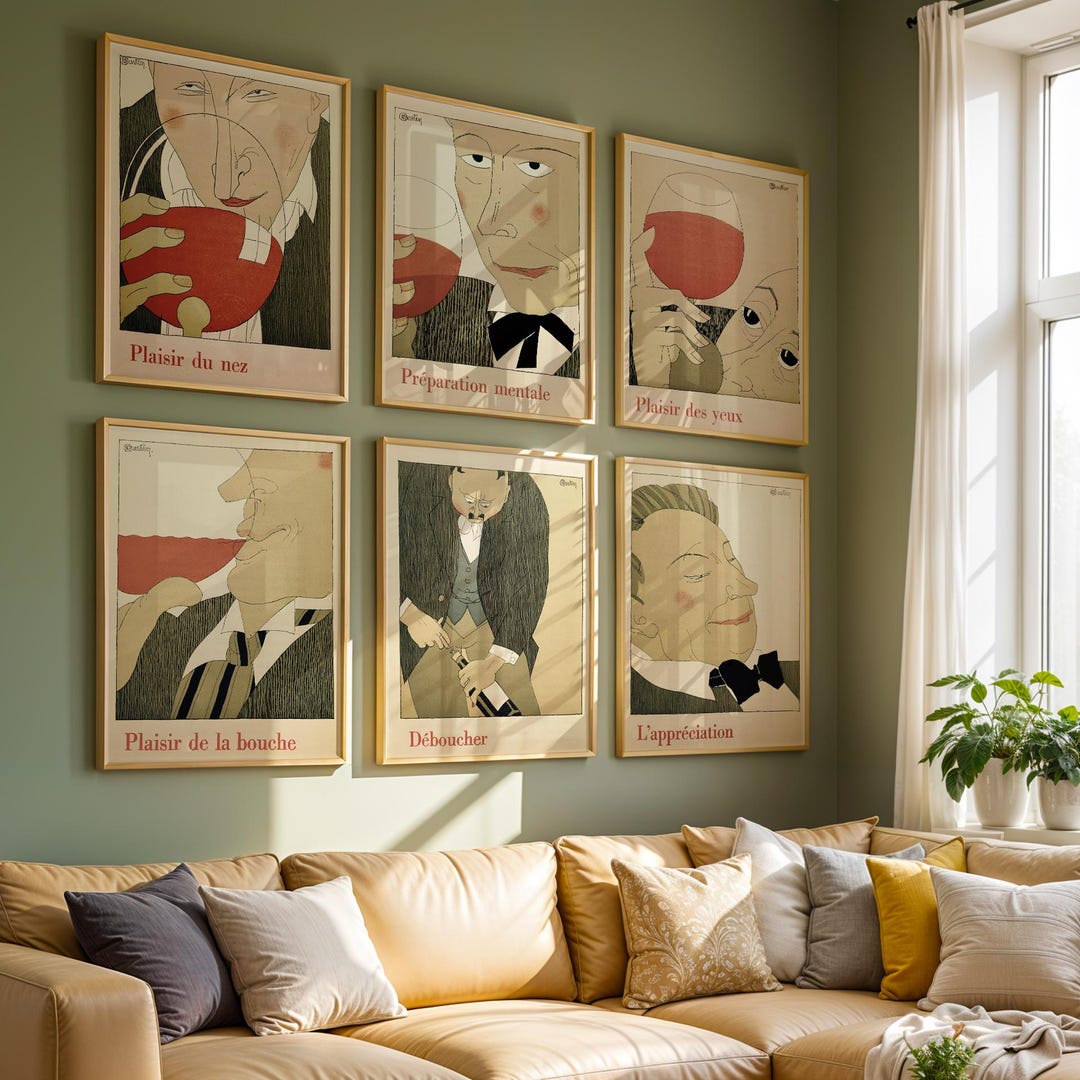 Set di stampe artistiche per degustazione di vini: arredamento