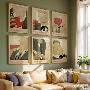 Póster de vino, juego de 6 impresiones de vino, pósteres de vino, regalo de vino, arte mural de vino, decoración de vino, arte de vino, decoración de vino, impresión de bar de vinos - Póster, impresión enmarcada