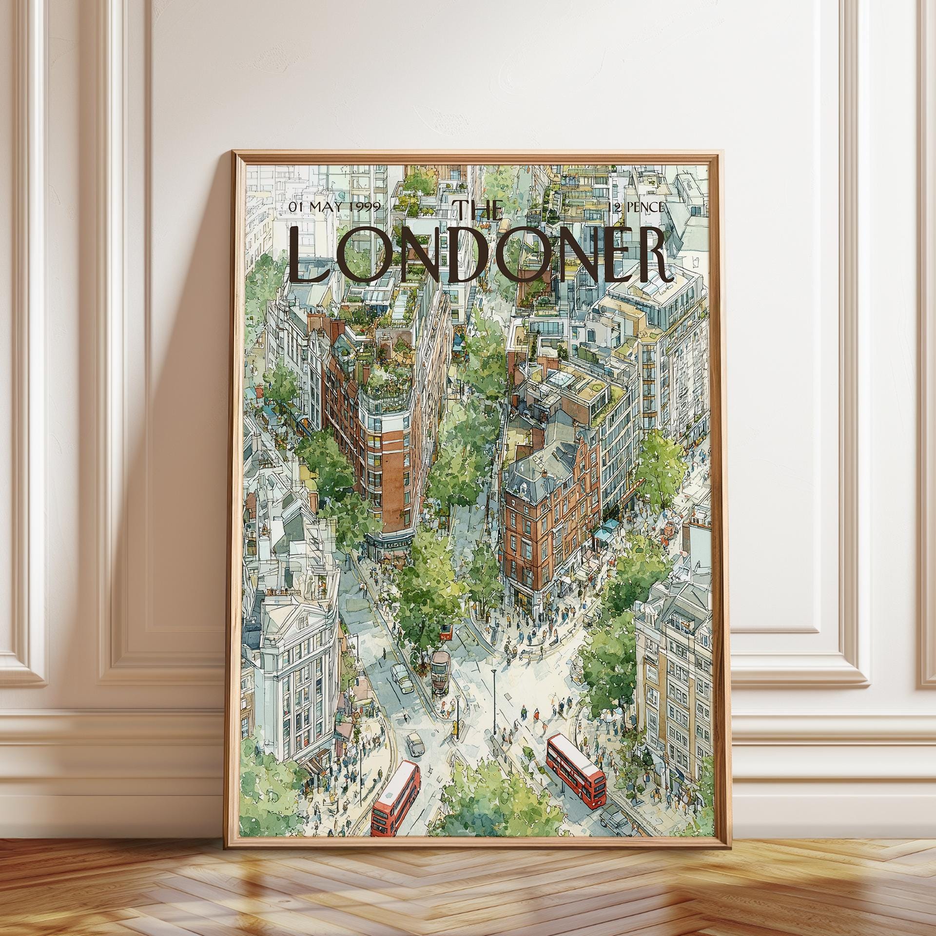 The Londoner Poster: London City Street Illustration – Travel Wall