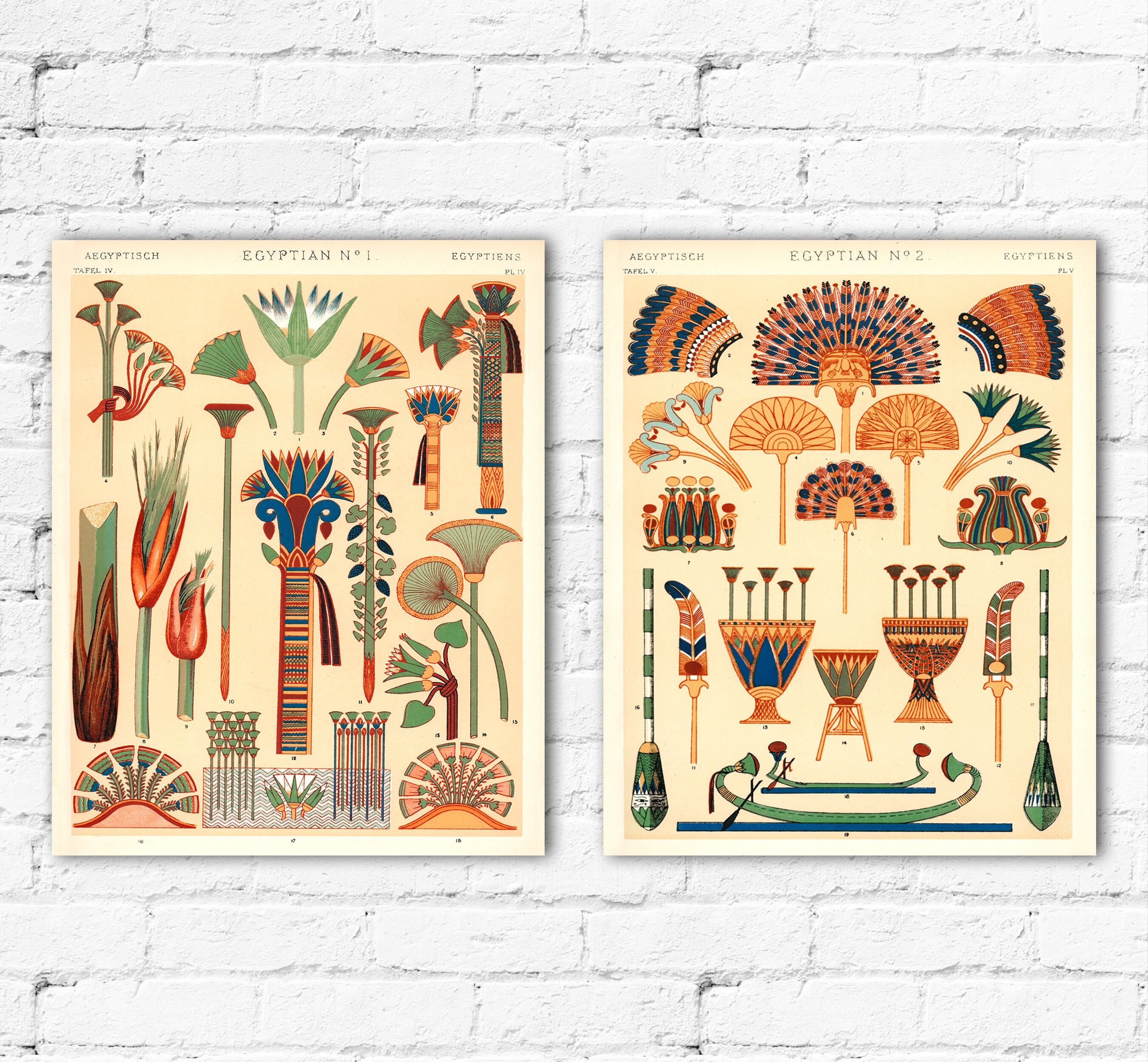 Egyptian Wall Art Set of 2 Egyptian Decor Egyptian Prints Graphic