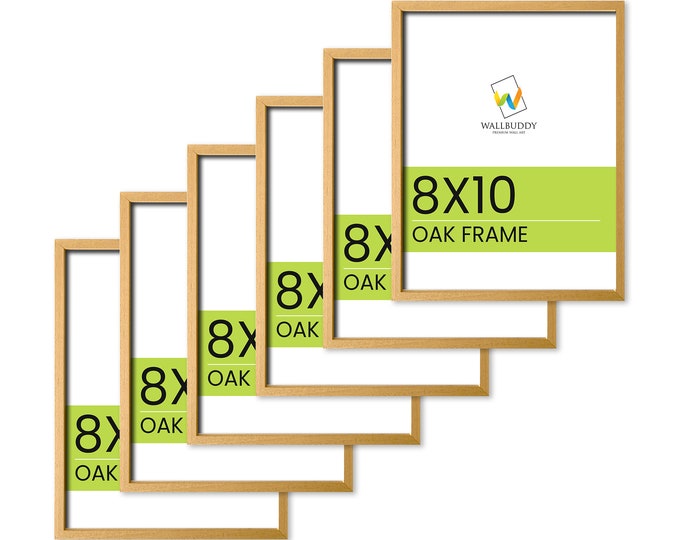 Set of 6 Thin Wooden Oak Frame 8x10 inches Contemporary Oak Wood Thin Frame: Elegant and Minimalistic Wall Décor