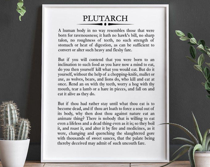 Vegan Poster Vegetarian Posters Vegan Prints Speech by Plutarch