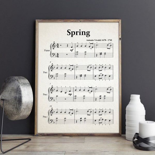 Printemps de Vivaldi Partitions - Partitions de musique classique - Affiches de musique classique - Tirages musicaux