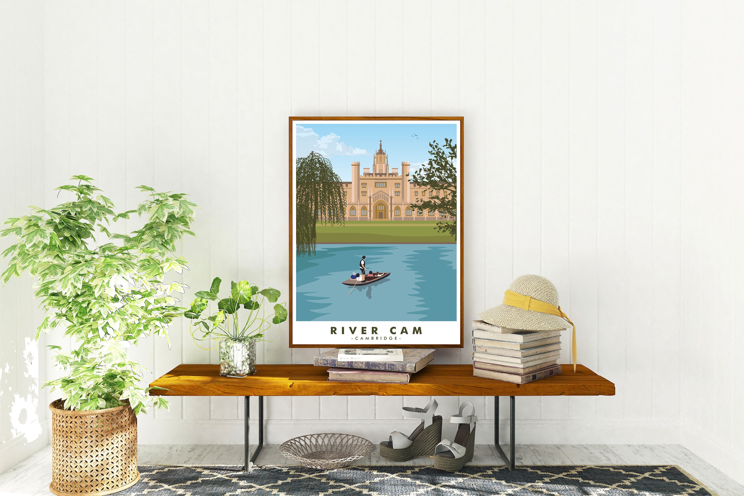 Cambridge Travel Poster Art Cambridge University Town Poster Etsy