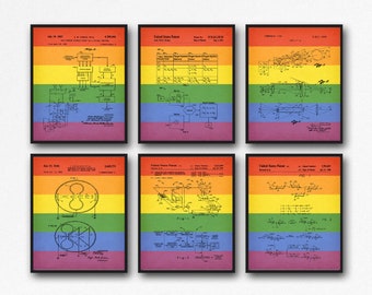 LGBTQ Inventors LGBT Patent Prints Set of 6 Pride Posters - WB551-WB556