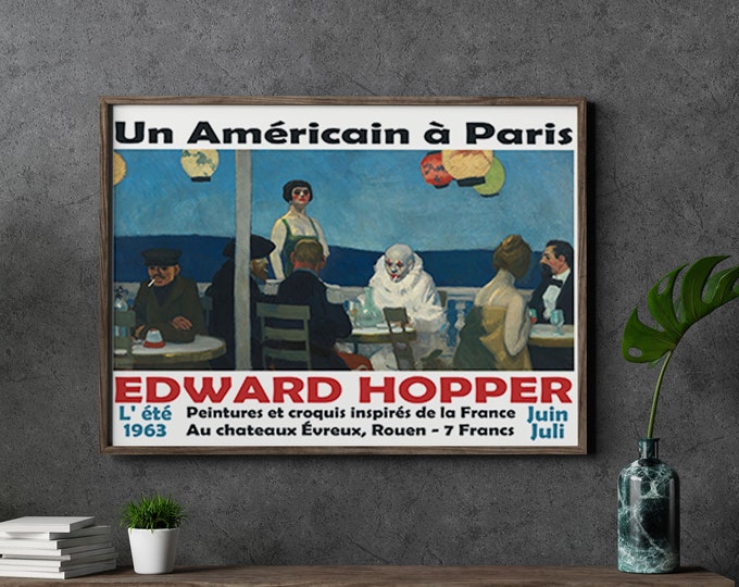 Edward Hopper Art Gallery Exhibition Poster 1963 Paris Soir Bleu