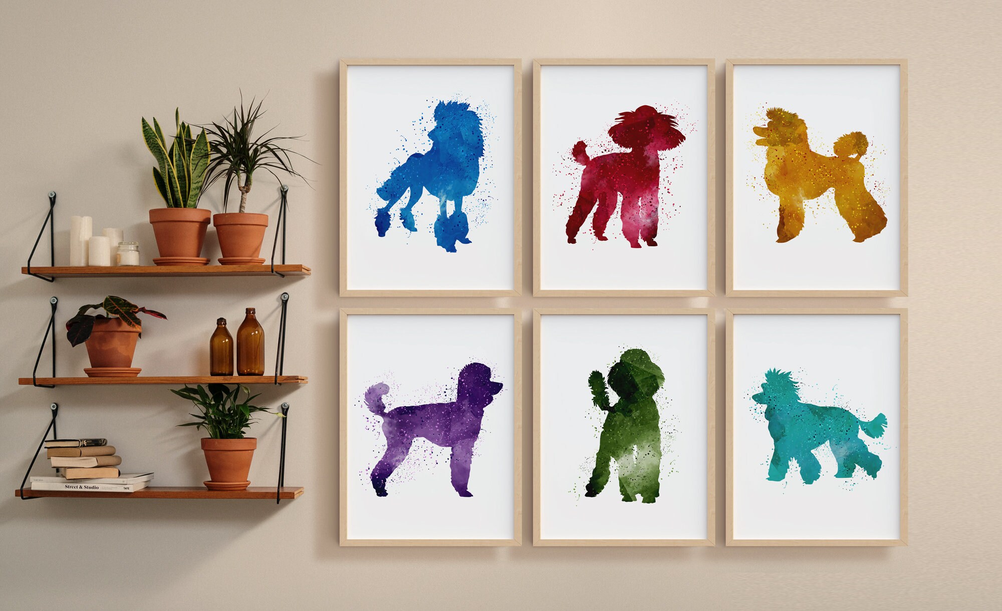 Poodle Wall Art Set of 6 Poodle Posters for Poodle Owner Gift for