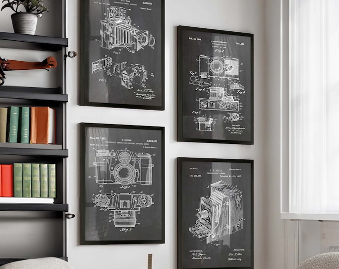 Capture the Past: Set of 4 Vintage Camera Patent Posters - Camera Inventions Wall Poster - Ideal Photography Decor & Camera Wall Art - WB126