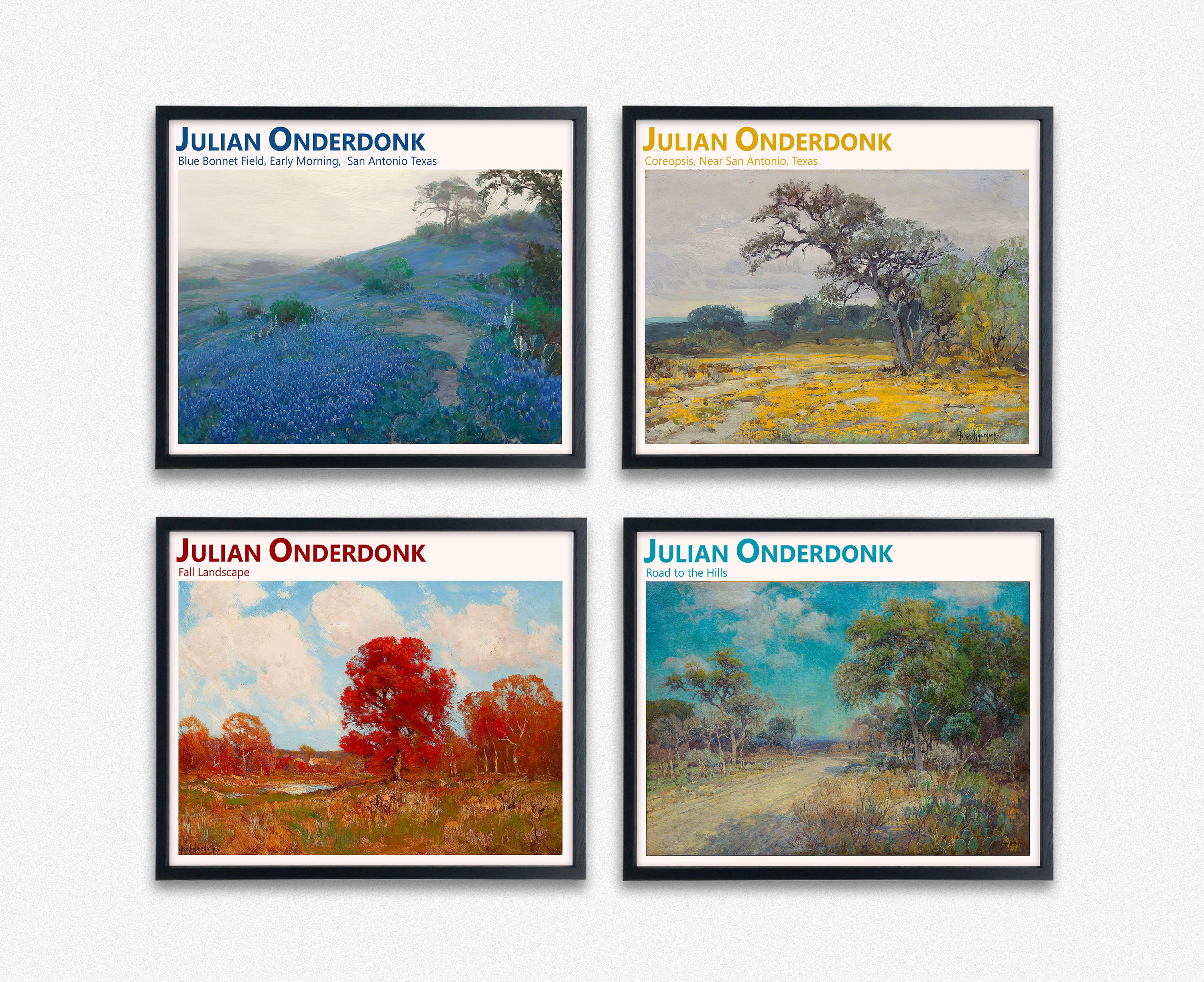 Julian Onderdonk Set Of 4 Colorful Landscape Paintings