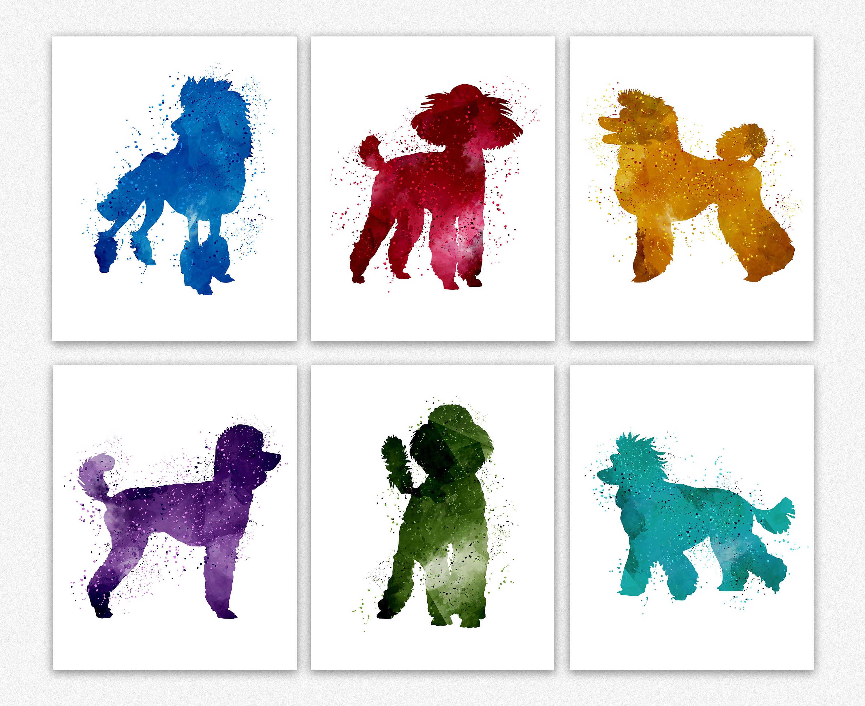 Poodle Wall Art Set of 6 Poodle Posters for Poodle Owner Gift for