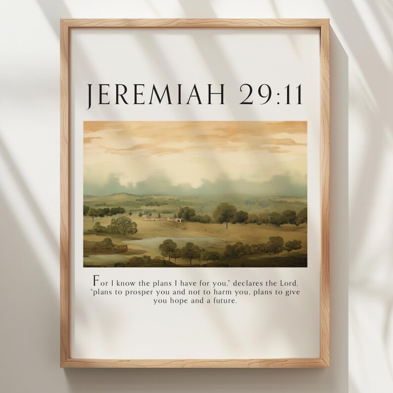 Jeremiah 29:11 Bible Verse Wall Art Poster - Vintage Scripture Art ...