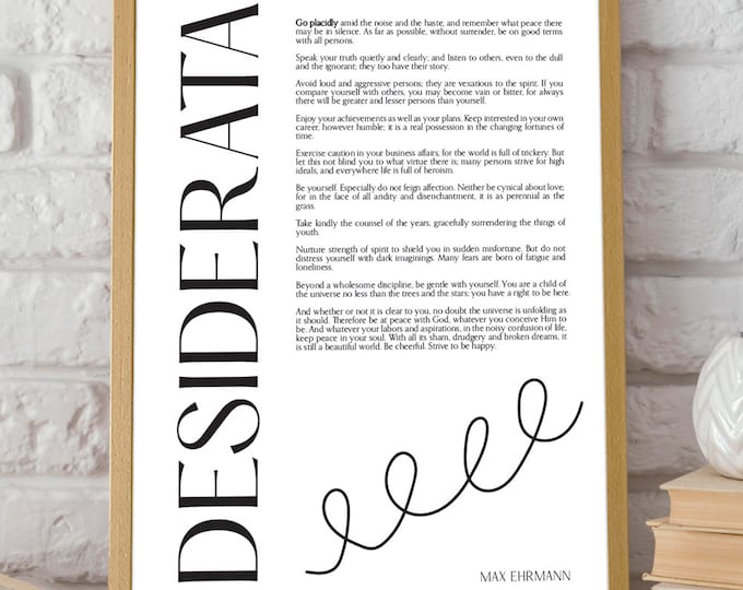 Desiderata Poem Art by Max Ehrmann Wall Poster Inspirational Wall Decor for Your Bedroom Sanctuary Serenity in Verse Decor