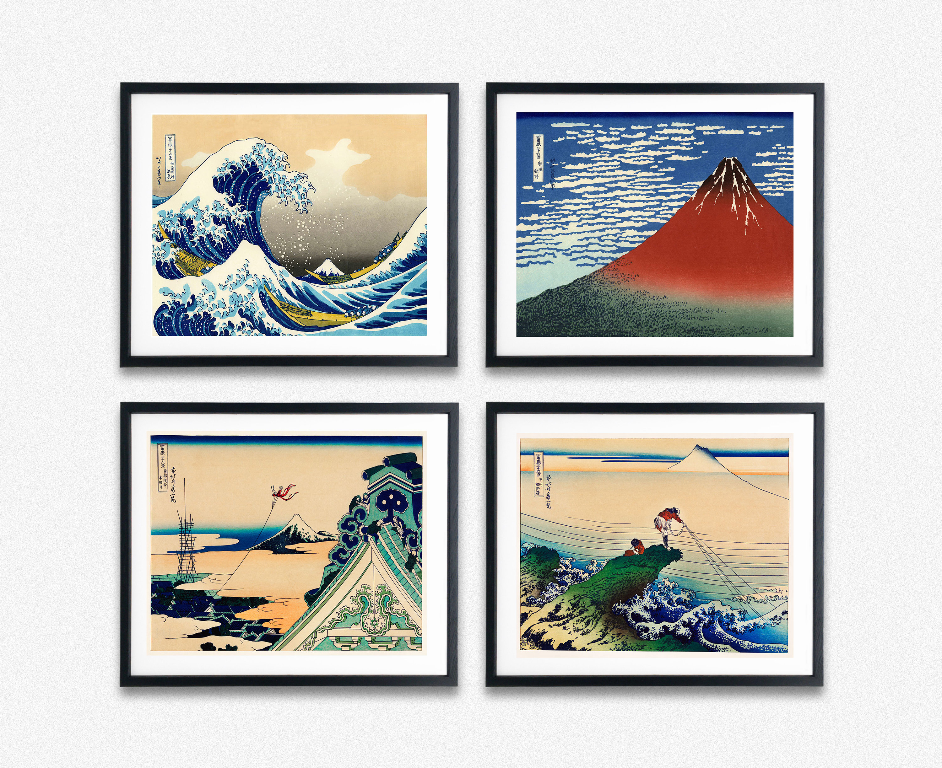 Japanese Wood Collage 3D-Art Handmade Kit Hokusai Ukiyoe Waterfall Part2 30x21cm 