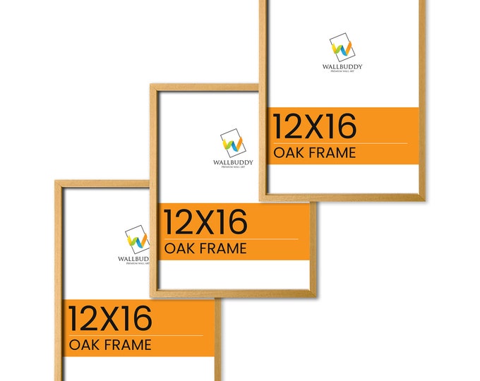 Set of 3 Thin Wooden Oak Frame 12x16 inches Contemporary Oak Wood Thin Frame: Elegant and Minimalistic Wall Décor