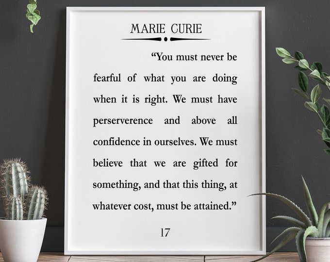 Marie Curie Quote Scientific Girl Quote Science Poster