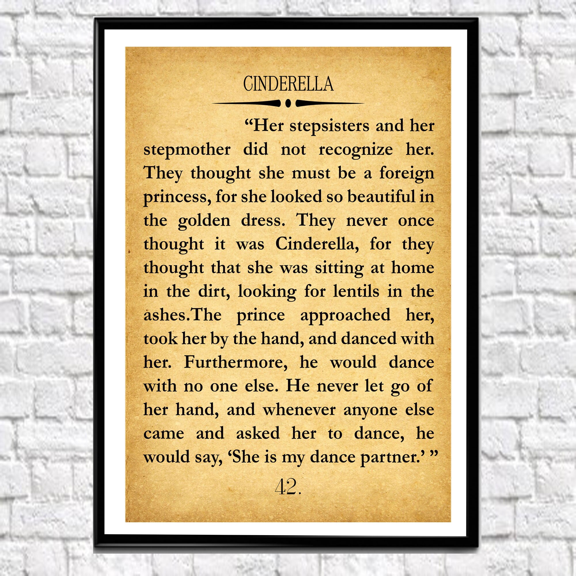 Cinderella Book Wall Art Cinderella Quote Cinderella Art Literary Quote