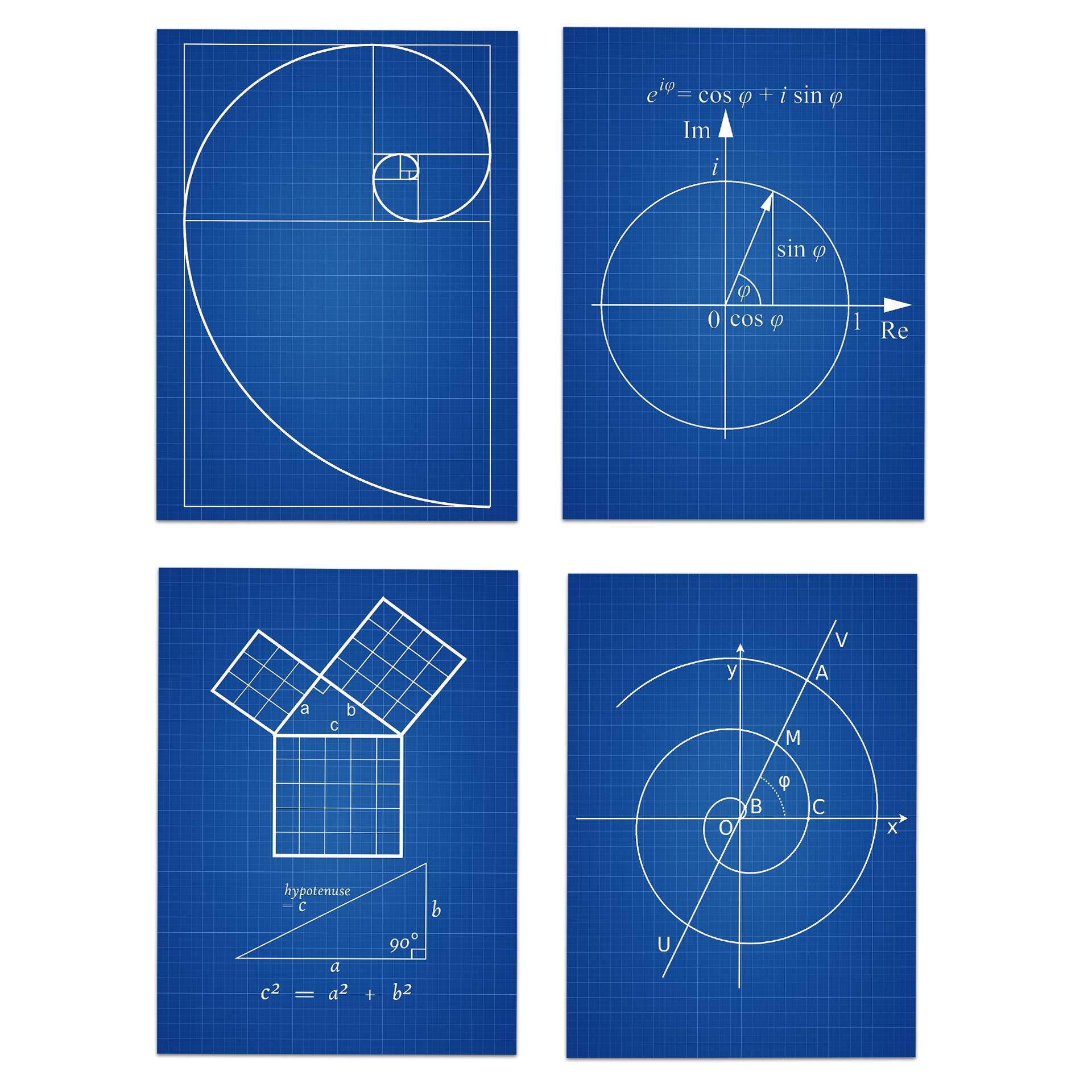 Fibonacci Formula Math Art Print Set: Educational Posters, Classroom ...