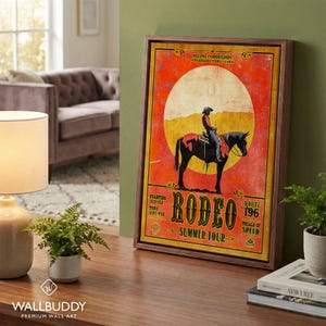 Poconos Rodeos Vintage 1966 Pocono Rodeo Poster – Cowboy Silhouette Western Wall Art ...