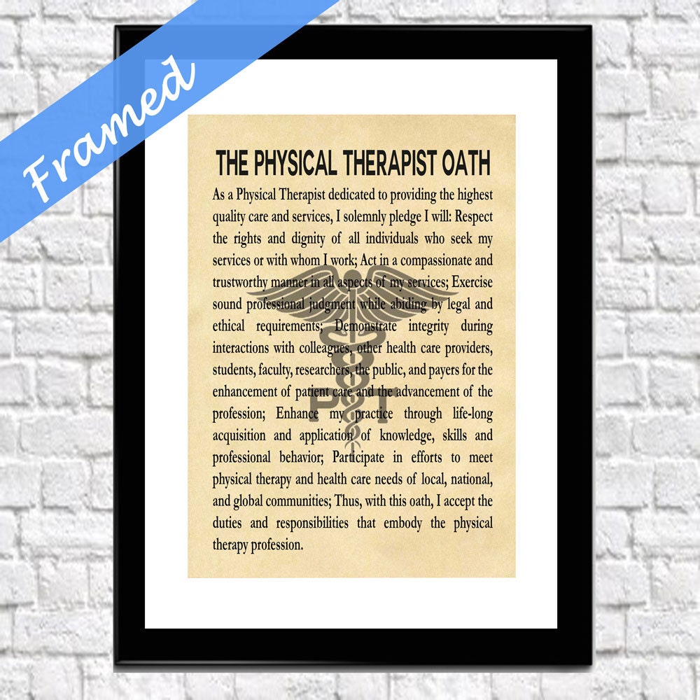 Physical Therapist Gift Framed Physical Therapy Oath Wall Art