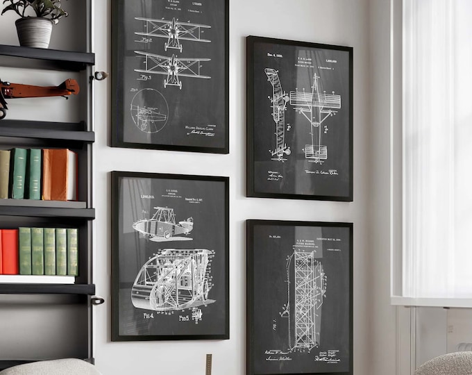 Fly Through History: Airplane Set of 4 Patent Posters - Vintage Aviation Wall Art & Ideal Gift for Aviation Enthusiasts - WB312-313-316-317