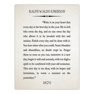 Ralph Waldo Emerson Quote Print: Literary Art, Inspirational Wall Decor Ivory