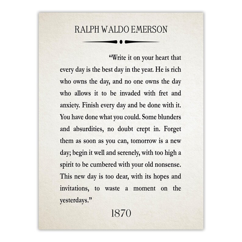 Ralph Waldo Emerson Quote Print: Literary Art, Inspirational Wall Decor Ivory