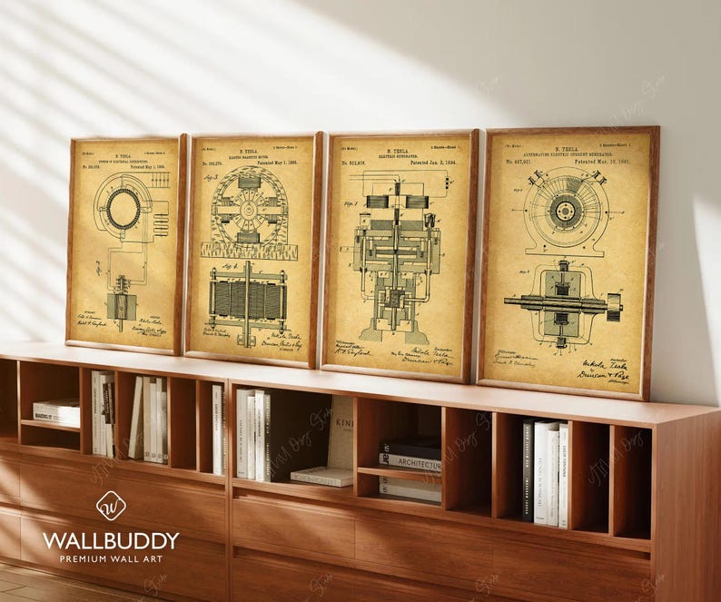 Tesla Inventions Nikola Tesla Poster Tesla Prints Tesla Wall Art Set of 4 Tesla Invention Prints Invention - Poster, Framed and Canvas Print image 4