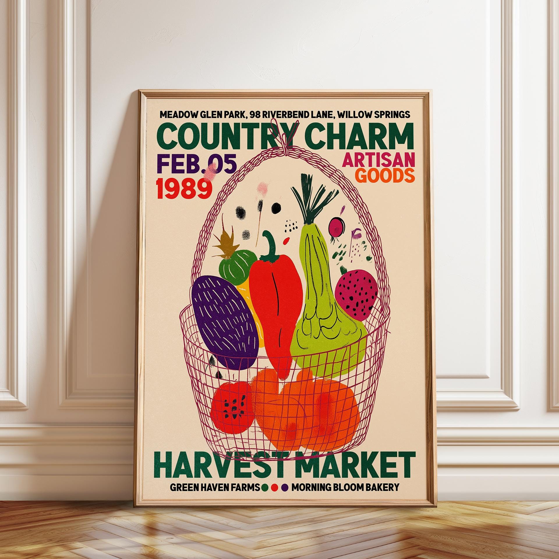 Vintage Harvest Market Poster: Retro Vegetable Art Print - Etsy