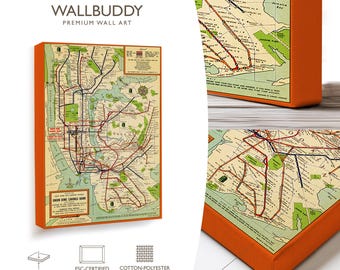 ヴィンテージのニューヨーク市地下鉄路線図ポスター：歴史的な交通