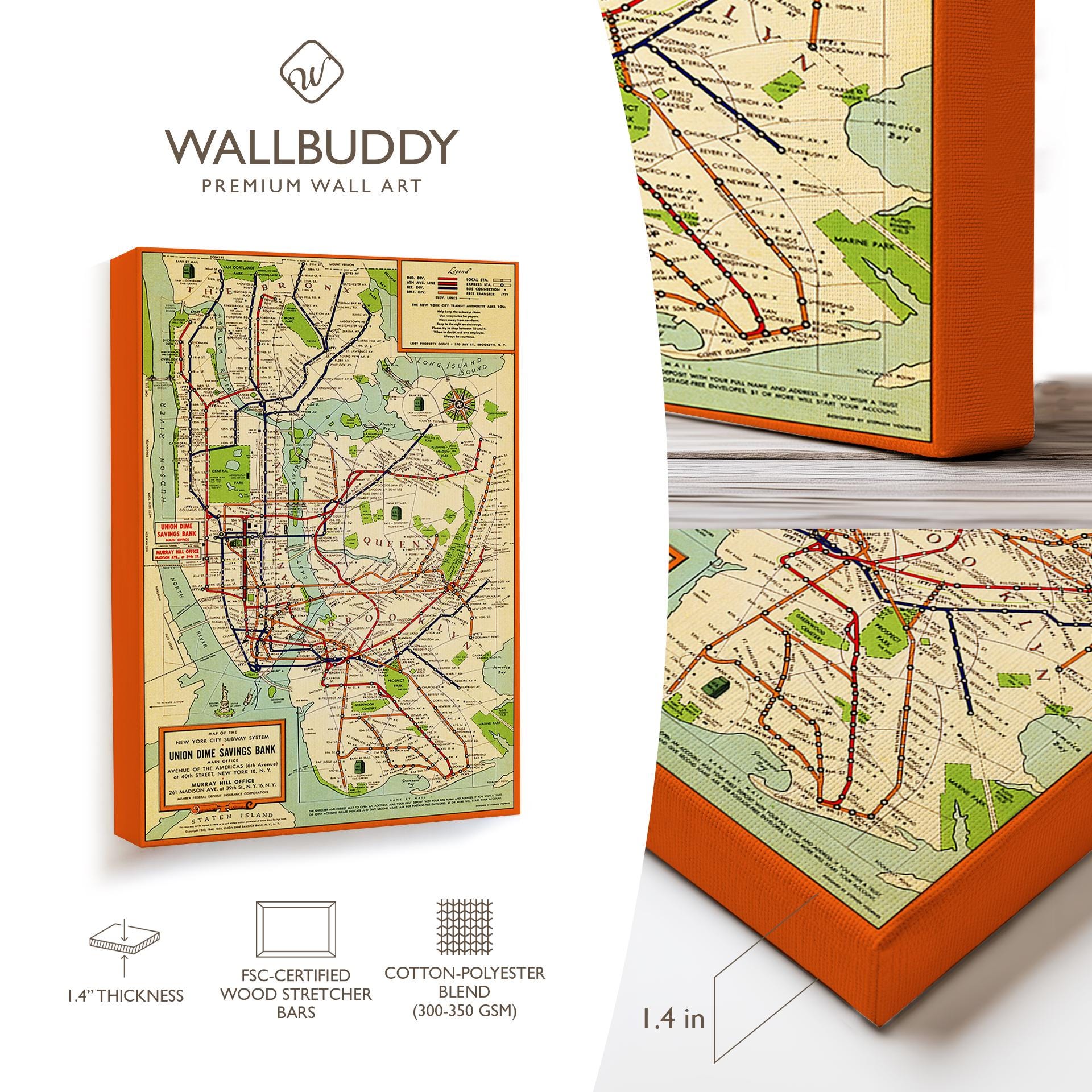 ヴィンテージのニューヨーク市地下鉄路線図ポスター：歴史的な交通