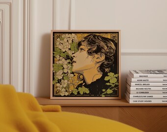 アールヌーボー様式の女性肖像画：古典的な花柄のフランス美術 - Etsy 日本