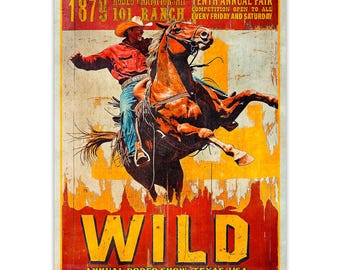 ワイルドウェストロデオポスター：101ランチテキサス ヴィンテージ