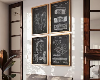 Vintage Music Tech Patent Art Print Set: iPod, Walkman, Boombox
