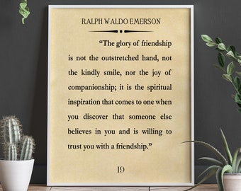 Friendship Quote Friend Gift for Friend Best Friend Gift Best Friend Card Sister Quote Sister Gift for Friend Waldo Emerson Quote Large Art