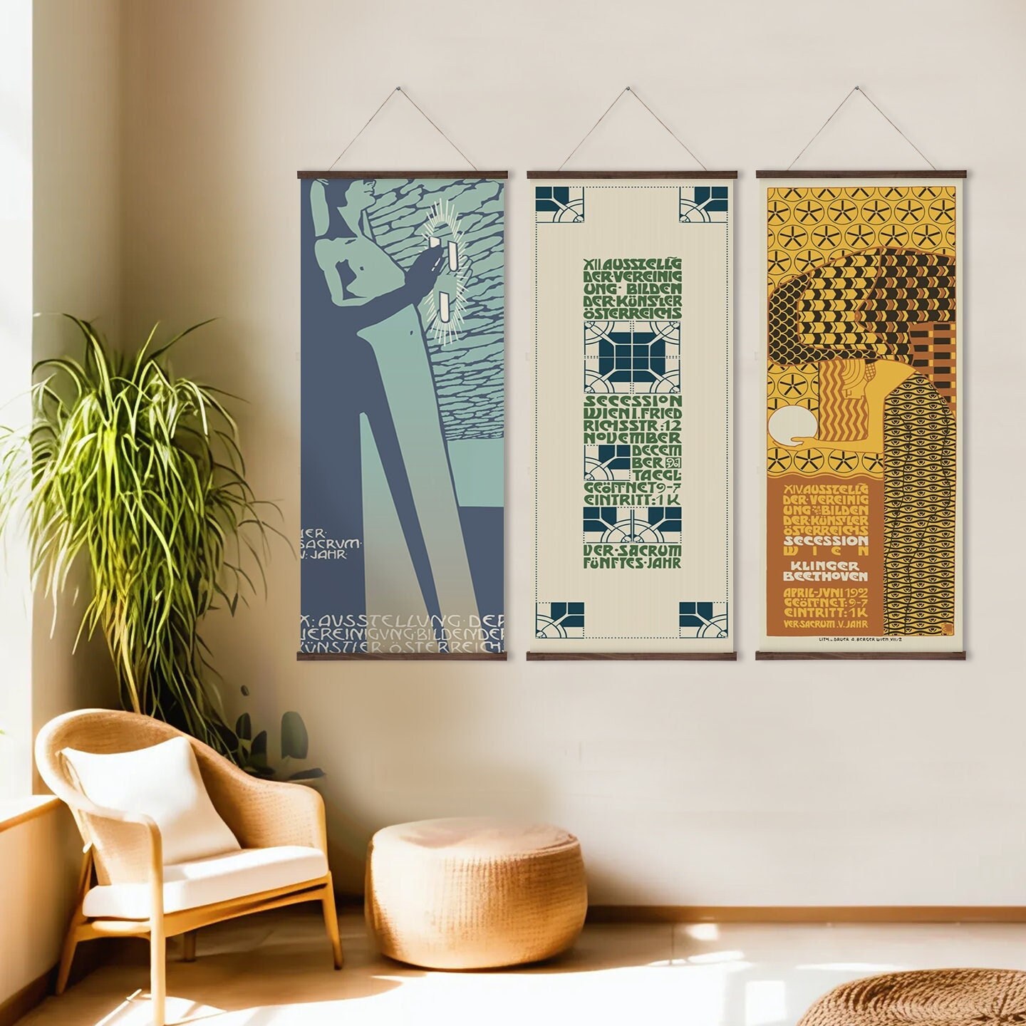 Vienna Secession Art Nouveau Wall Hangings Set of 3 Alfred Roller