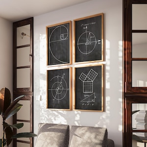Fibonacci Formula Math Patent Posters Set of 4: Math Students with Stunning Educational Art, Classroom Decor - Poster, Framed Print