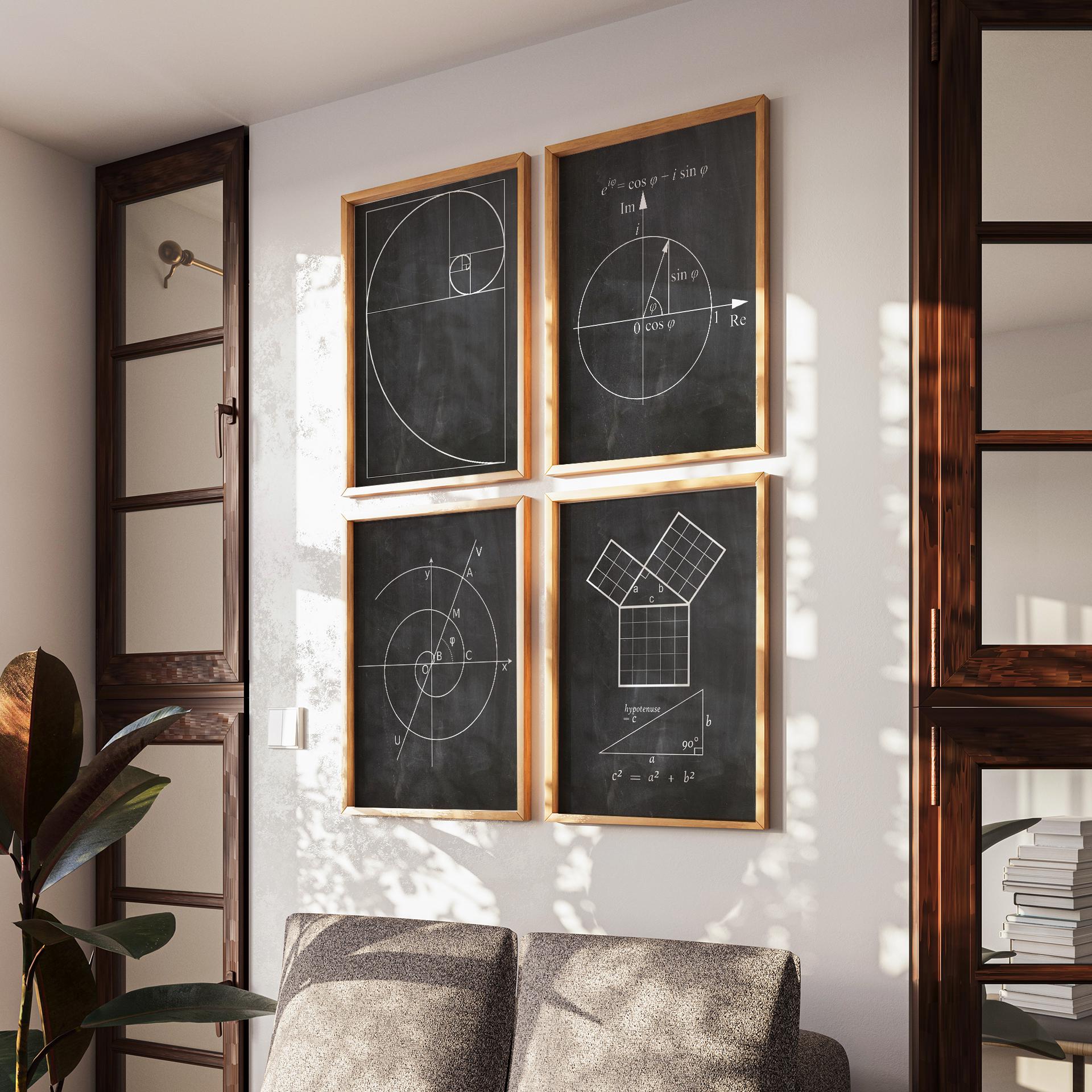 Fibonacci Formula Math Art Print Set: Educational Posters, Classroom Decor