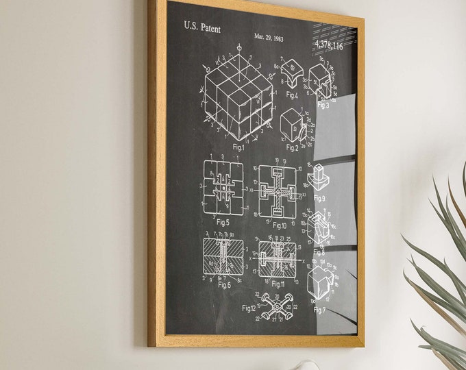 Mind-Bending Fun: Rubik's Cube Patent Poster - Ideal Gamer Room Wall Decor and Gift for Puzzle Enthusiasts and Brain Teaser Fans - WB349