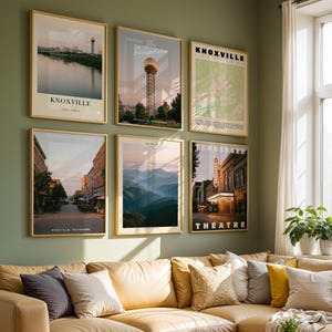 Knoxville Retro Wall Art Set of 6 | Tennessee Landmark Posters | Classic City Travel Prints