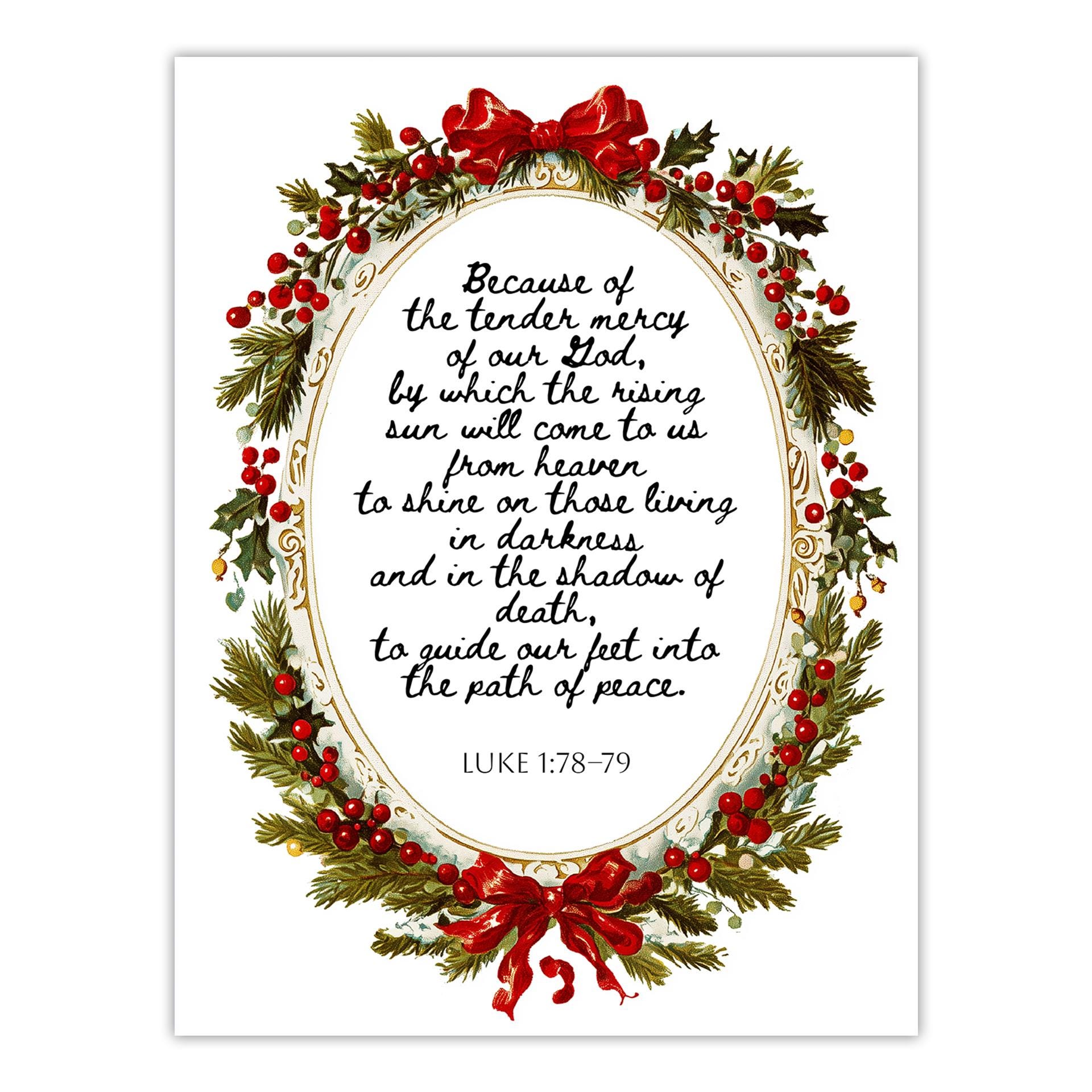 Luke 1 78–79 Bible Verse Art Print: Christmas Mercy and Peace Wall ...