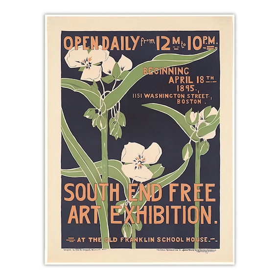 アール・ヌーヴォーの花展ポスター：ビクトリア朝の植物画 - Etsy 日本