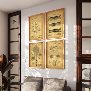 Vintage Tennis Patent Art Print: Sports Decor for Game Room
