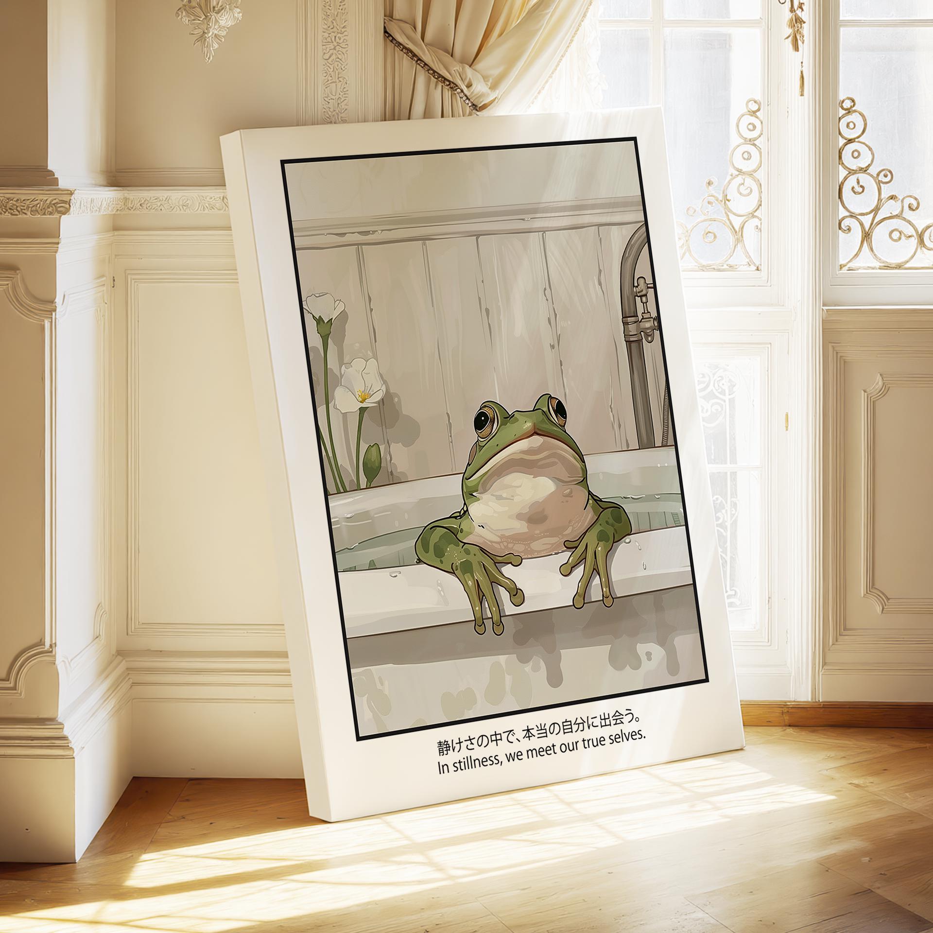Zen Frog in Bathtub Art: Japanese Quote Bathroom Decor - Etsy