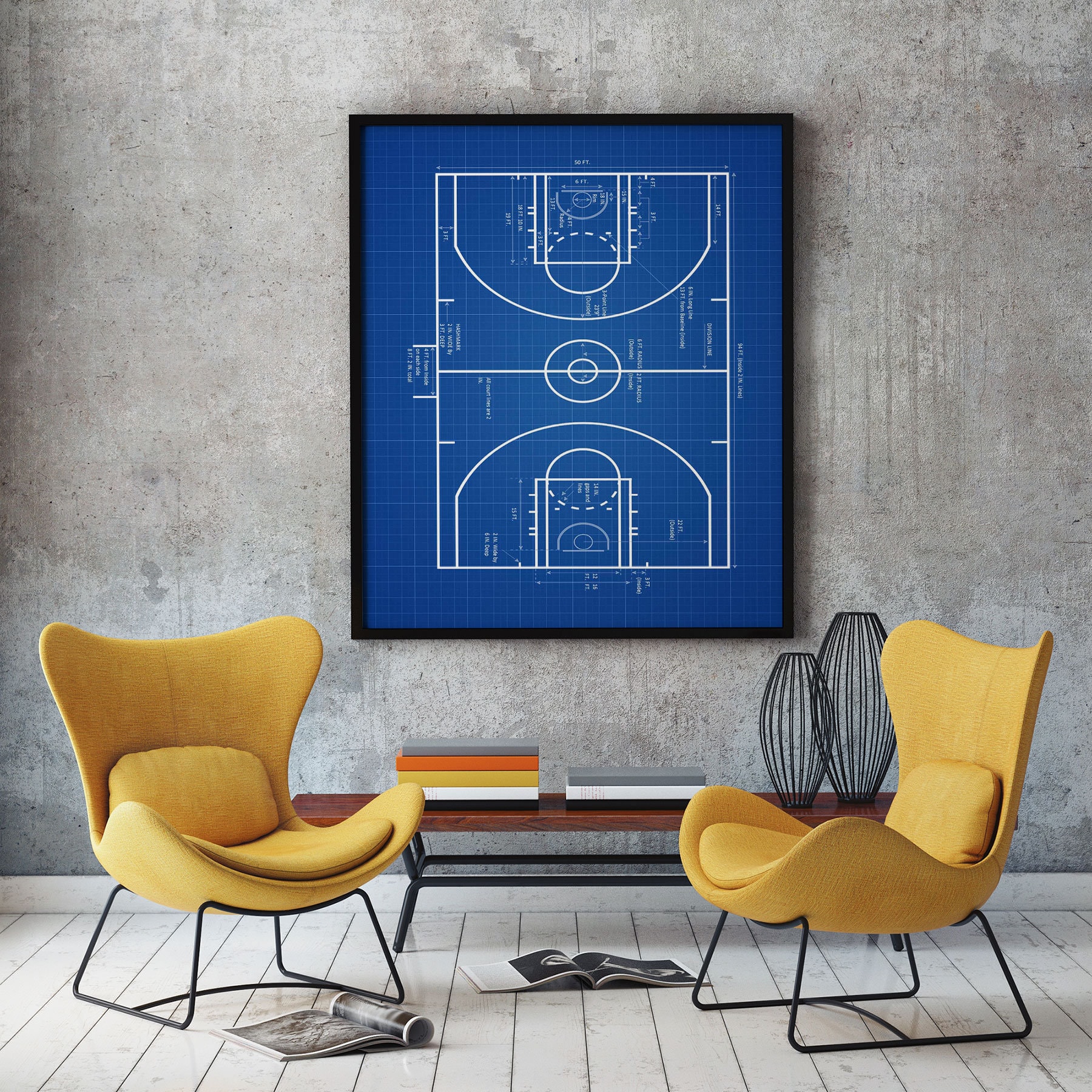 Basketball Court Plan Basketball Wall Art Basketball Decor Basketball