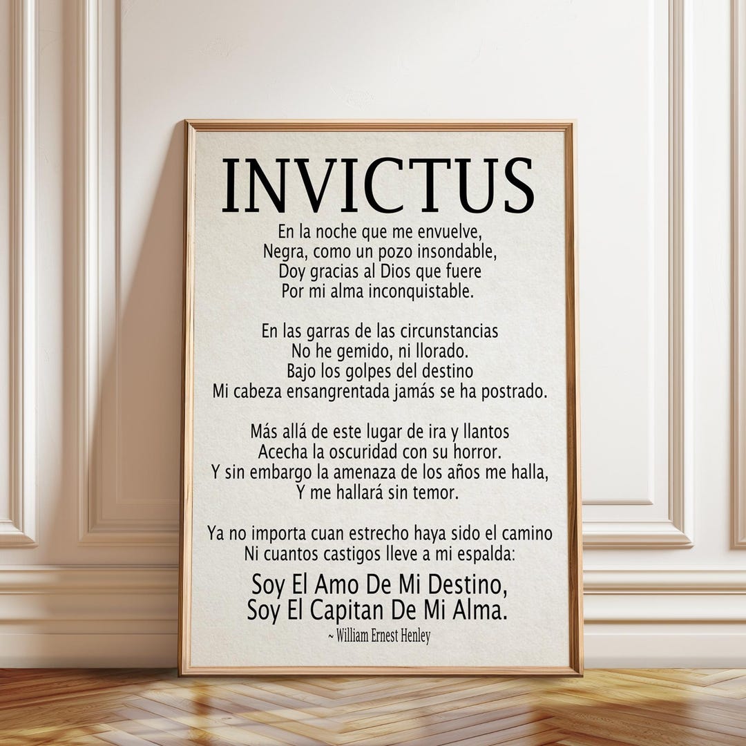 Invictus Poem Spanish Poster: William Ernest Henley Poetry Print - Etsy
