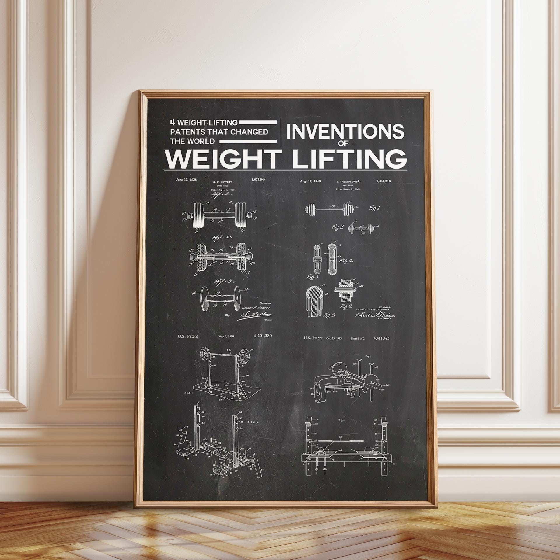 Weight Lifting Patent Art Print: Vintage Fitness Inventions Poster