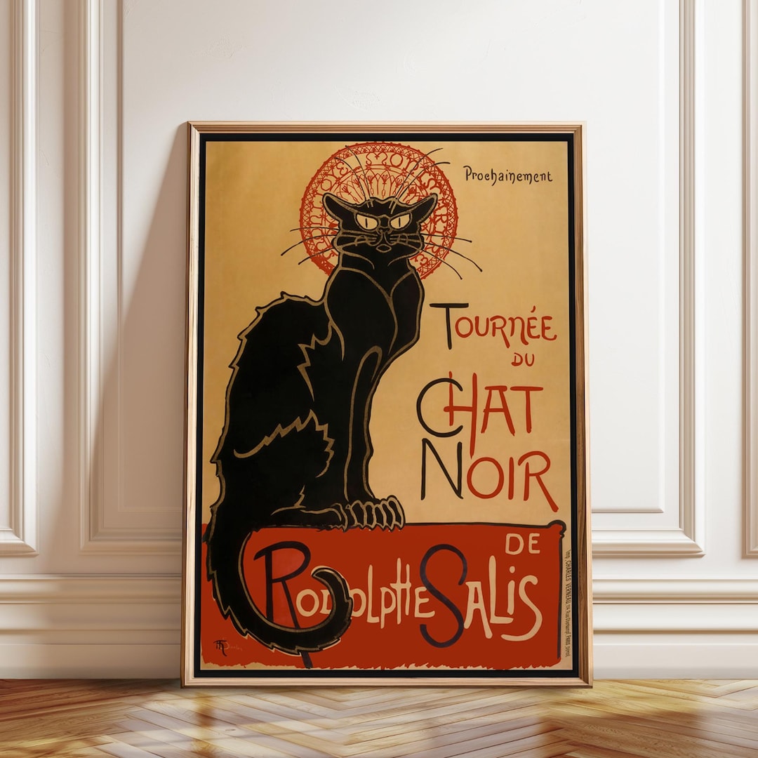 Le Chat Noir ポスター – Théophile Steinlen アールヌーボー黒猫