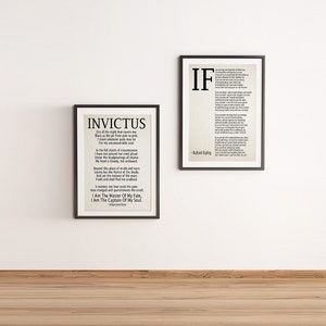 If by Rudyard Kipling and Invictus Poem Set of 2 Motivational Gifts - Etsy