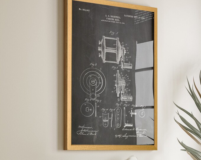 Discover the Innovation of Fishing Reel - Vintage Patent Print for Anglers and Fishermen - Unique Fish Wall Art and Gift Ideas - WB139