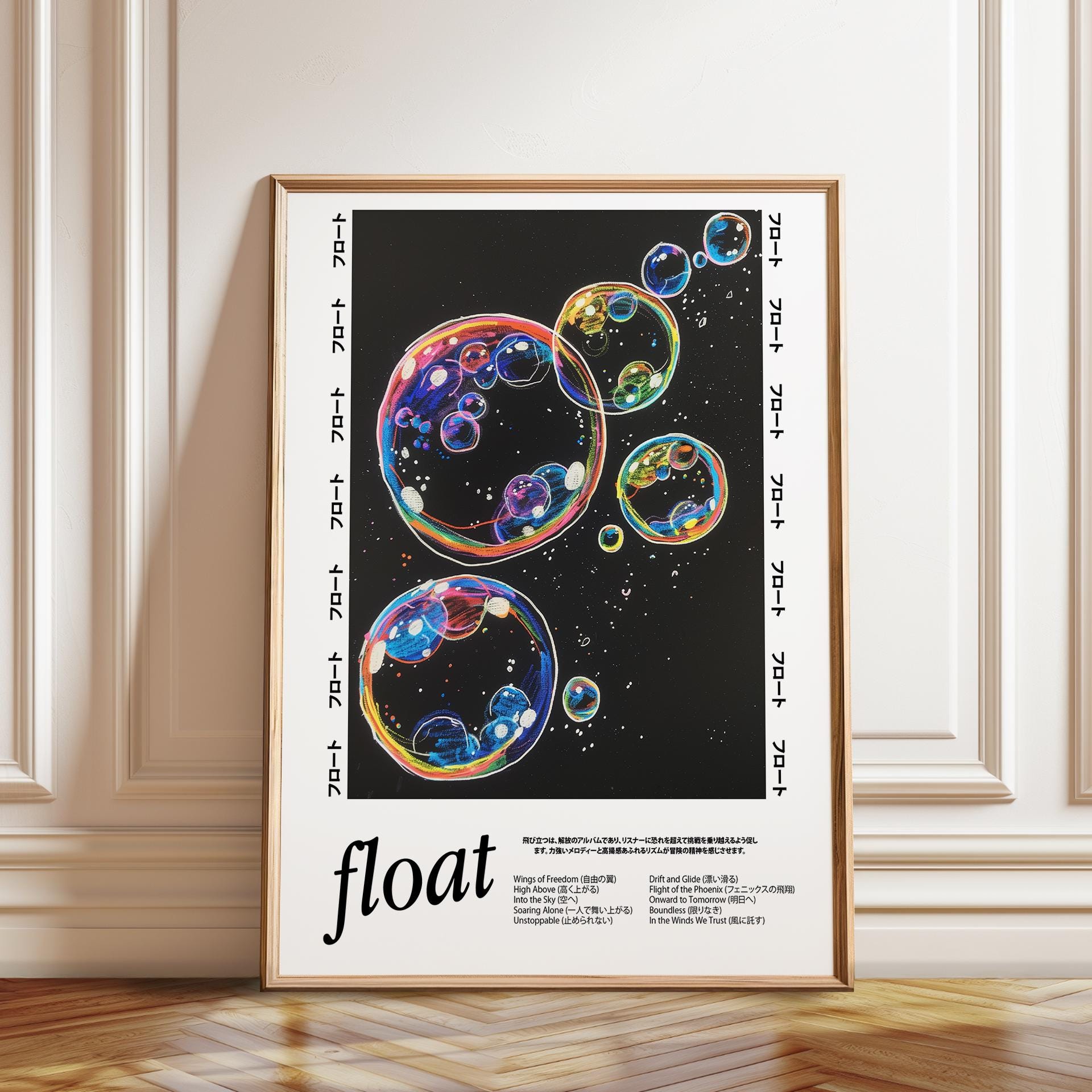 Iridescent Bubbles Print: Japanese Typography, Surreal Wall Art - Etsy